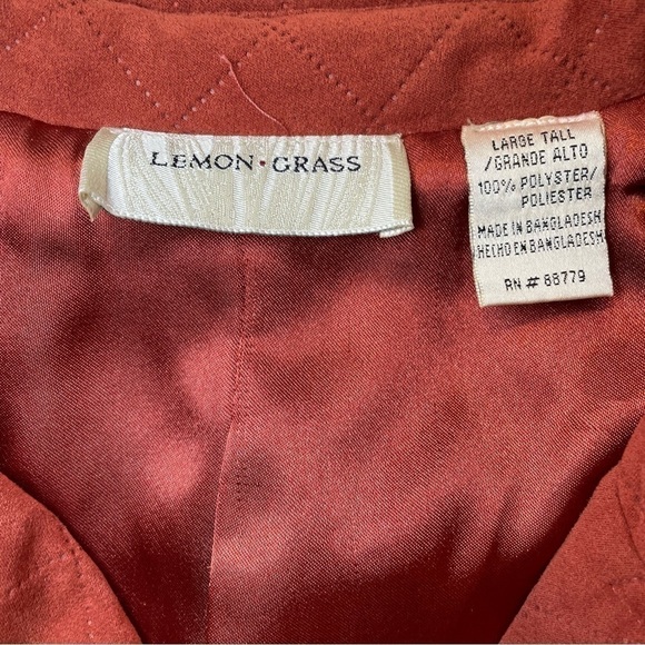 Lemon Grass Rust Orange Quilted Long Sleeve Barn Jacket Button Front. Large Tall - Picture 11 of 12